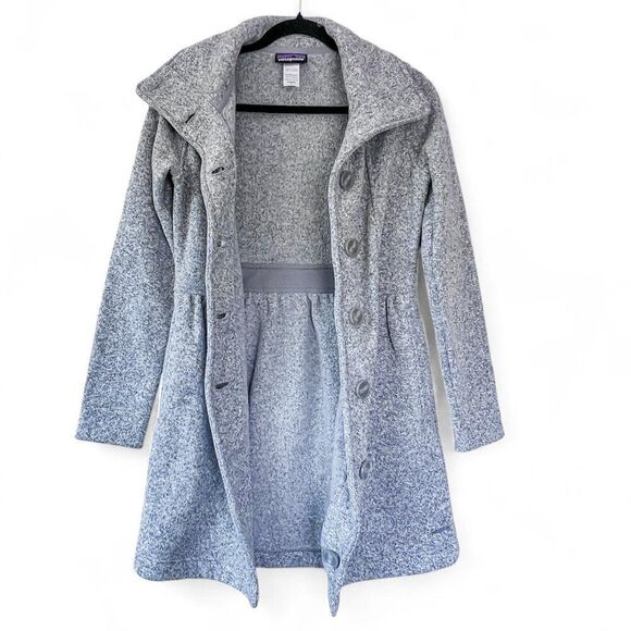 Patagonia Women's Better Sweater Coat Fleece Trench Birch White Gray Size Small - Picture 7 of 9